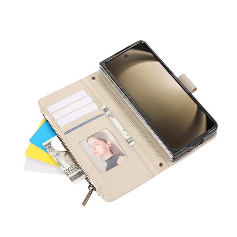 Lederhüllen Samsung Galaxy Z Fold 7 Handyhülle Geldbörse Mit Trageriemen