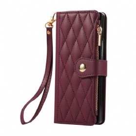 Lederhüllen Samsung Galaxy Z Fold 7 Handyhülle Gesteppt Mit Trageriemen