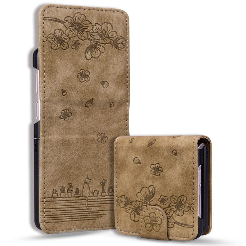 Case Für Samsung Galaxy Z Flip 7 Fe Kartenhalter Mit Katzenmotiv