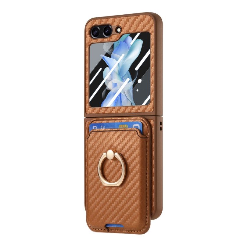 Hülle Für Samsung Galaxy Z Flip 7 Fe Kartenhalter In Carbonfaser-optik