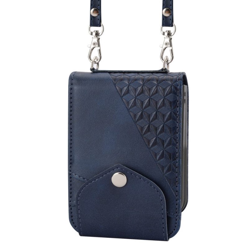 Hülle Für Samsung Galaxy Z Flip 7 Fe Kunstleder-fries Mit Schultergurt