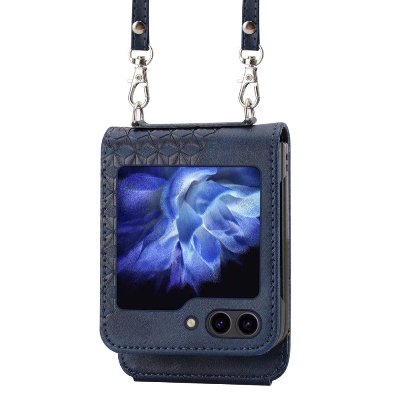 Hülle Für Samsung Galaxy Z Flip 7 Fe Kunstleder-fries Mit Schultergurt