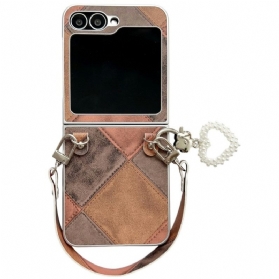 Hülle Für Samsung Galaxy Z Flip 7 Fe Rautenmuster Mit Tragegurt