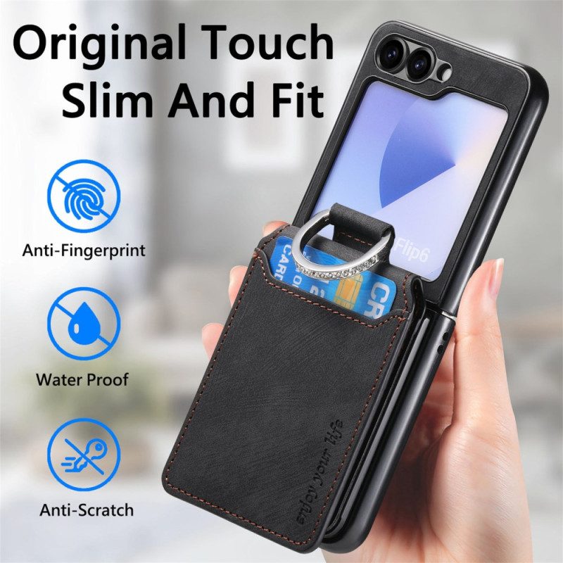 Hülle Für Samsung Galaxy Z Flip 7 Fe Wildleder-effekt Mit Kartenhalter