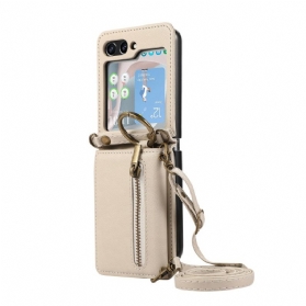 Hülle Samsung Galaxy Z Flip 7 Fe Geldbörse Mit Reißverschluss Und Schultergurt