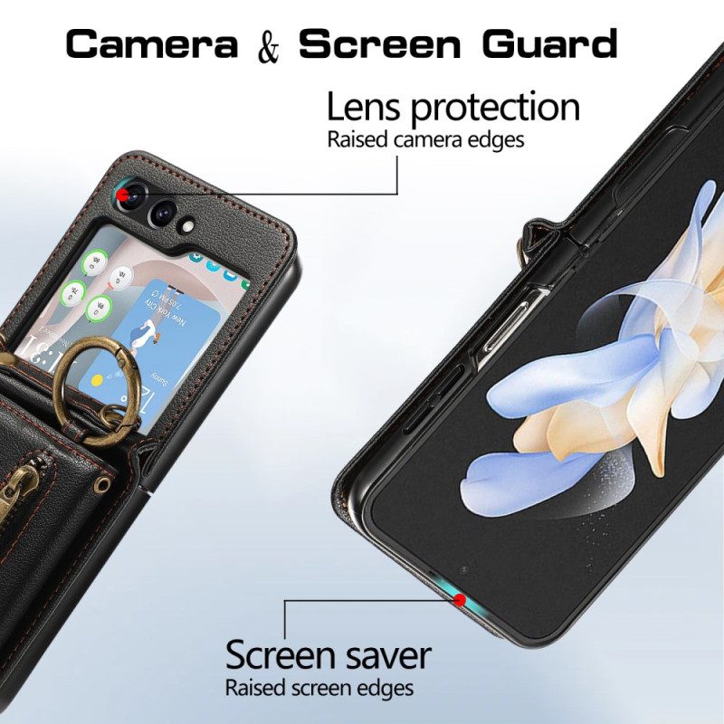 Hülle Samsung Galaxy Z Flip 7 Fe Geldbörse Mit Reißverschluss Und Schultergurt