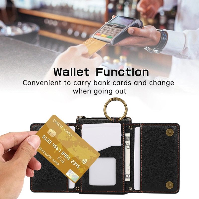 Hülle Samsung Galaxy Z Flip 7 Fe Geldbörse Mit Reißverschluss Und Schultergurt