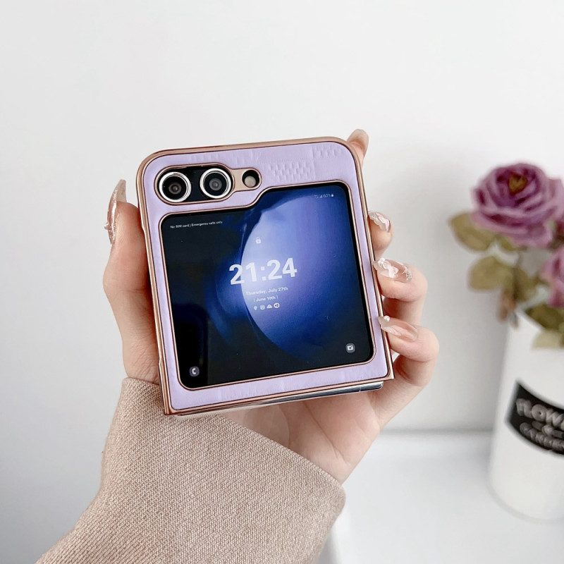 Hülle Samsung Galaxy Z Flip 7 Fe Gesteppte Kanten Mit Metalleffekt