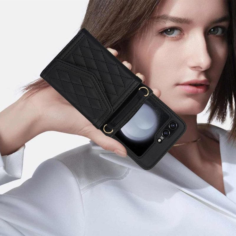 Hülle Samsung Galaxy Z Flip 7 Fe Handyhülle Kartenhalter Mit Schultergurt Und Lanyard