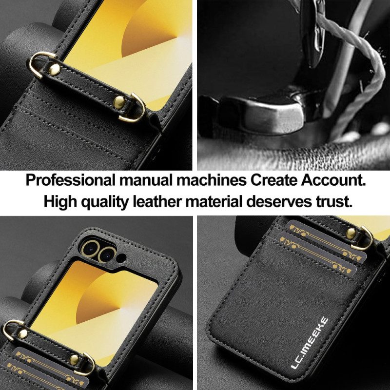 Hülle Samsung Galaxy Z Flip 7 Fe Handyhülle Kartenhalter Und Langer Riemen