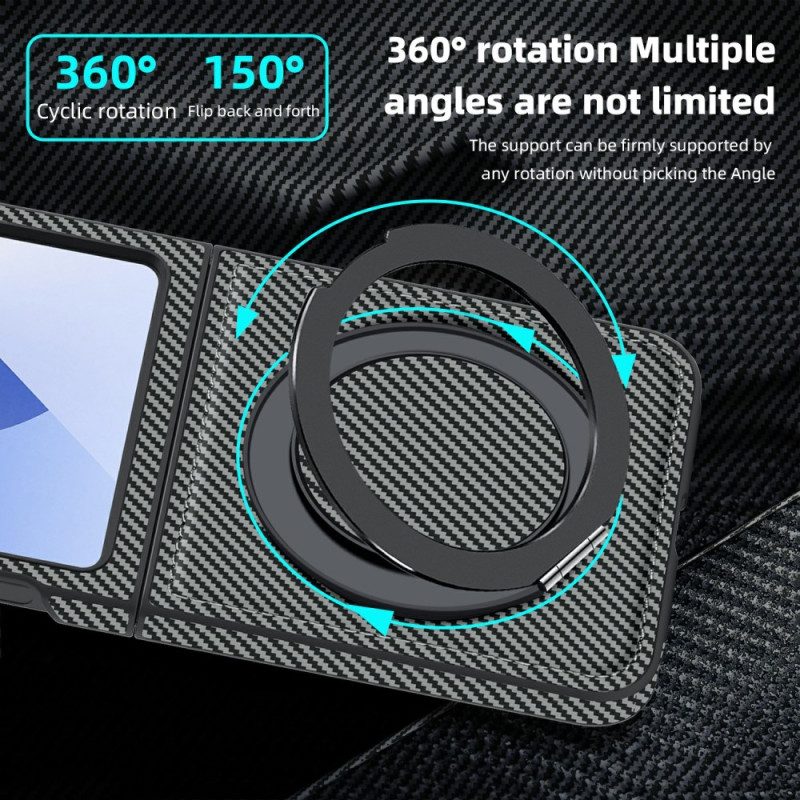 Hülle Samsung Galaxy Z Flip 7 Fe Handyhülle Magnetische Kohlefaser Und Ständer