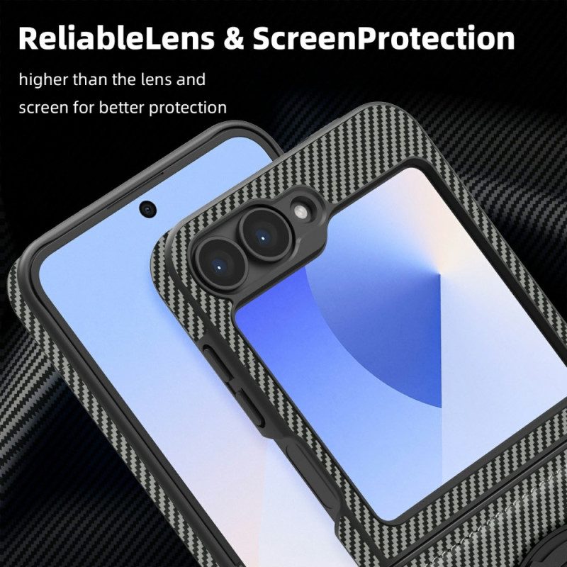 Hülle Samsung Galaxy Z Flip 7 Fe Handyhülle Magnetische Kohlefaser Und Ständer