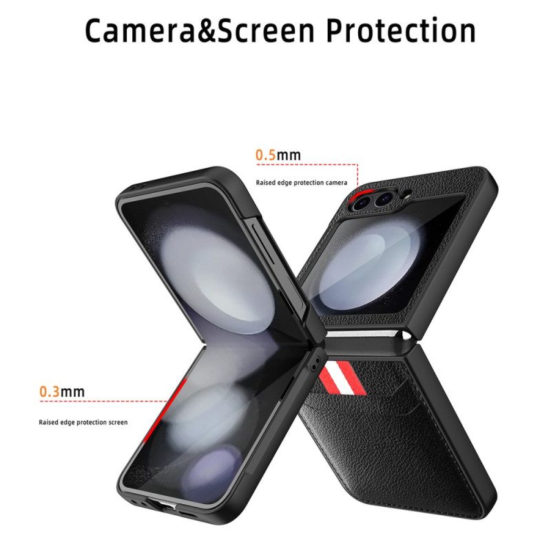 Hülle Samsung Galaxy Z Flip 7 Fe Kartenetui Mit Litschi-textur