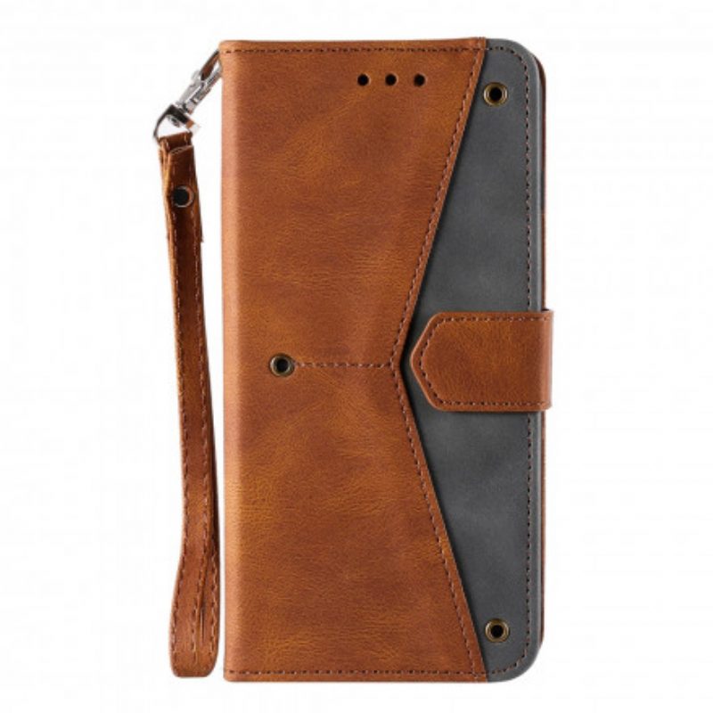Flip Case Für Xiaomi Mi 10T Lite Zweifarbige Nieten Aus Kunstleder