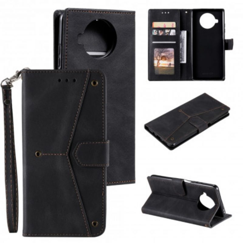 Flip Case Für Xiaomi Mi 10T Lite Zweifarbige Nieten Aus Kunstleder