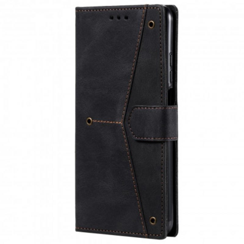 Flip Case Für Xiaomi Mi 10T Lite Zweifarbige Nieten Aus Kunstleder