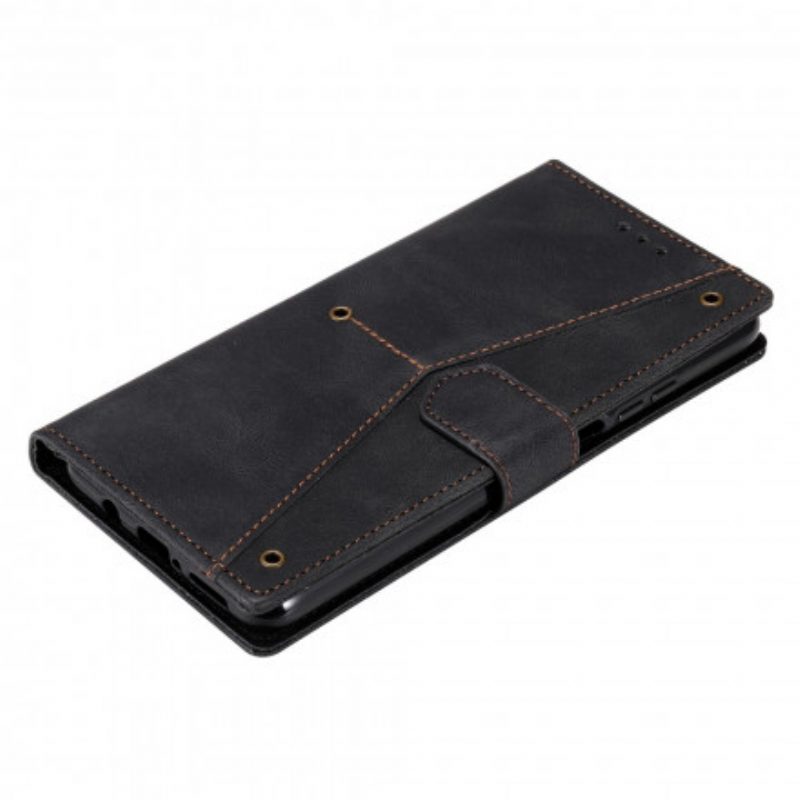 Flip Case Für Xiaomi Mi 10T Lite Zweifarbige Nieten Aus Kunstleder