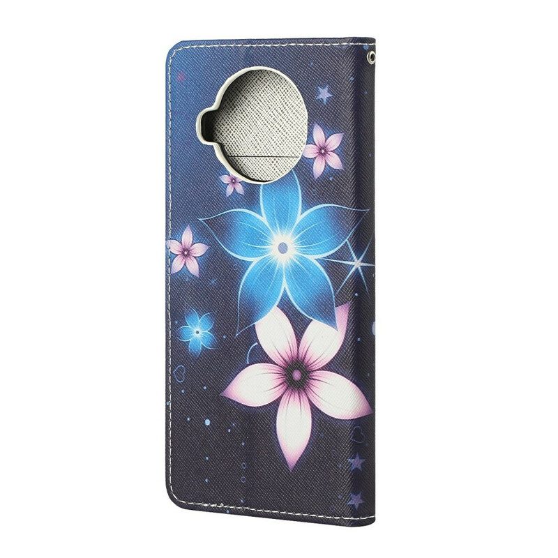 Lederhüllen Für Xiaomi Mi 10T Lite Mit Kordel Mondriemenblumen