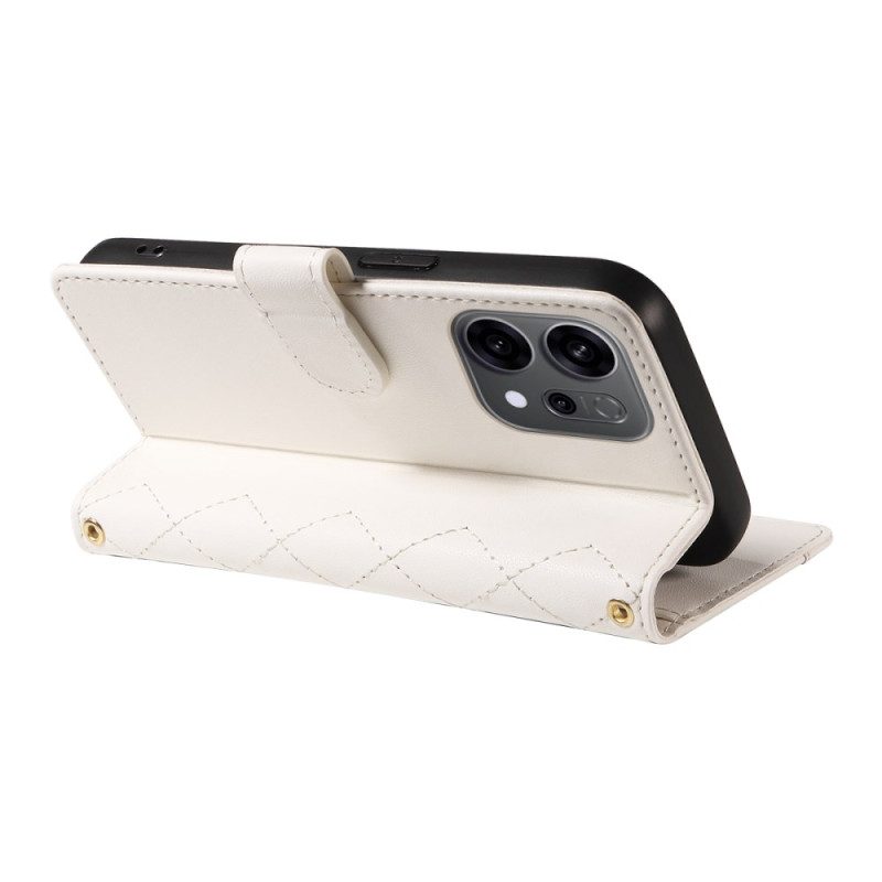 Lederhüllen Oppo Reno 14f 5g Gesteppt Mit Riemen Und Schulterriemen