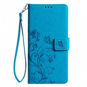Lederhüllen Vivo X100 Pro Blumenmuster-tragegurt