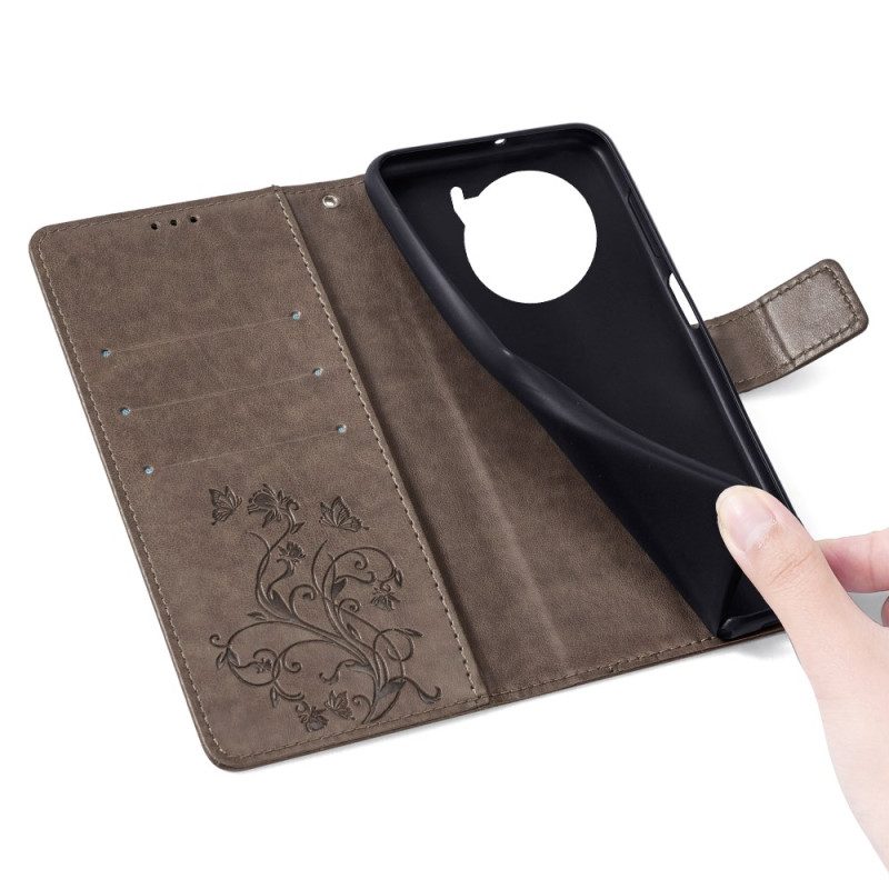 Lederhüllen Vivo X100 Pro Blumenmuster-tragegurt