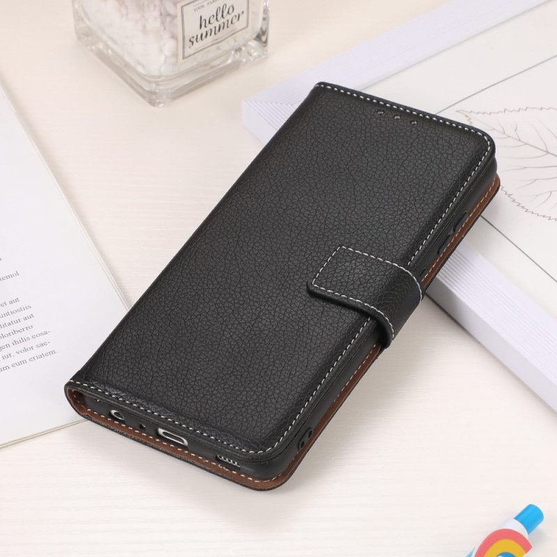 Flip Case Für Samsung Galaxy S23 5G Litschi-leder-stil
