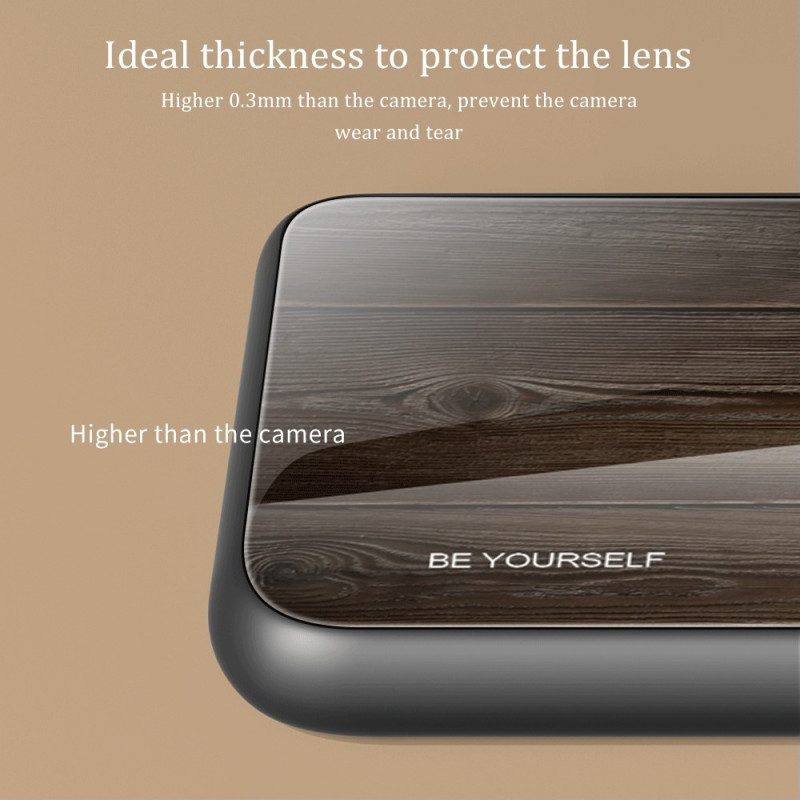 Hülle Für Samsung Galaxy S23 5G Holzdesign Aus Gehärtetem Glas