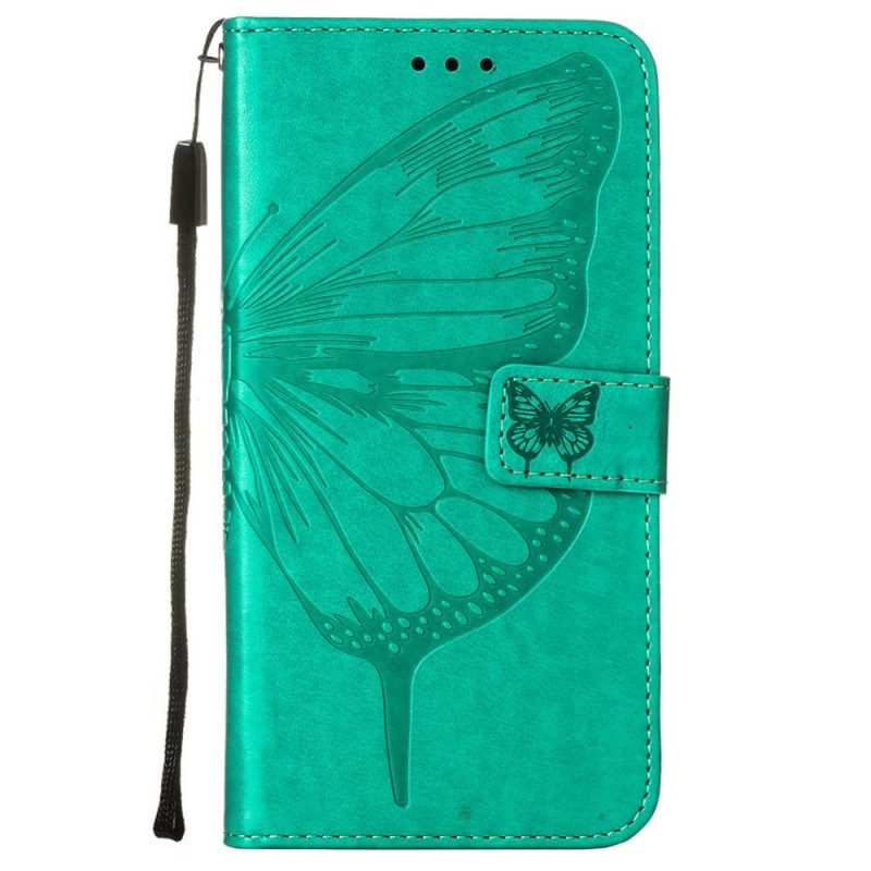 Lederhüllen Für Samsung Galaxy S23 5G Schmetterlingsdesign Mit Umhängeband
