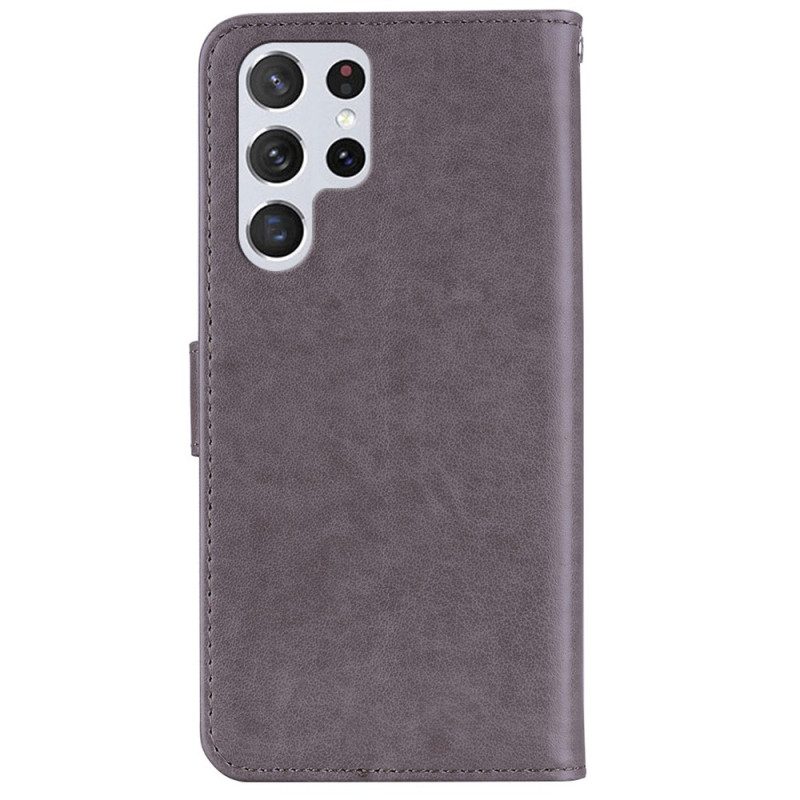 Flip Case Für Samsung Galaxy S23 Ultra 5G Eulen-mandala Und Schlüsselband