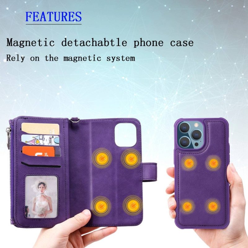Hülle Flip Case Für iPhone 14 Pro Max Brieftasche Brieftasche Mit Abnehmbarem