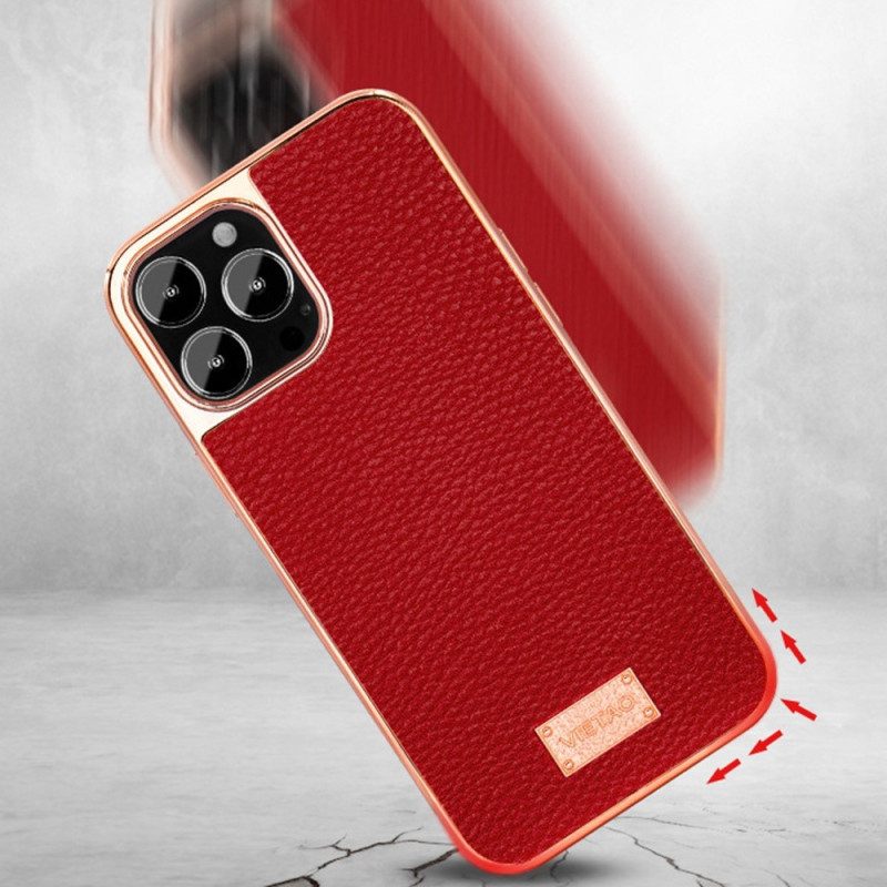 Hülle Für iPhone 14 Pro Max Kunstleder Litschi Vietao