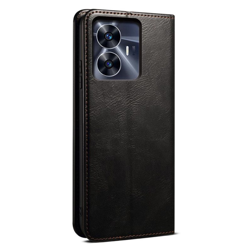 Flip Case Für Realme C55 Gewachstes Kunstleder