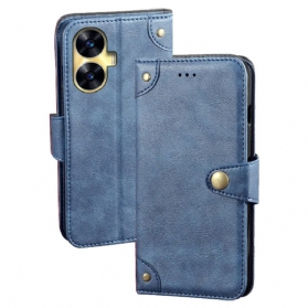 Lederhüllen Für Realme C55 Idewei Goldknöpfe