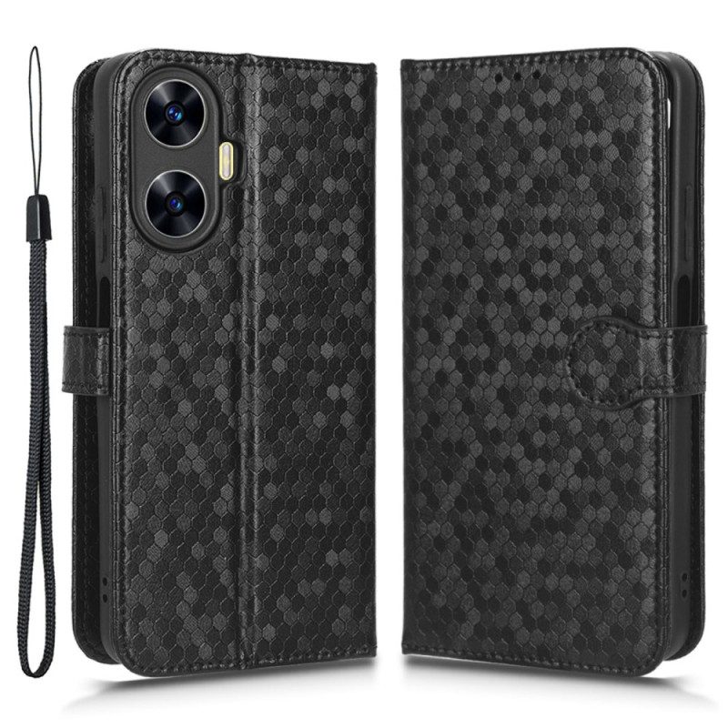 Lederhüllen Realme C55 Handyhülle Glänzende Punkte Mit Riemen