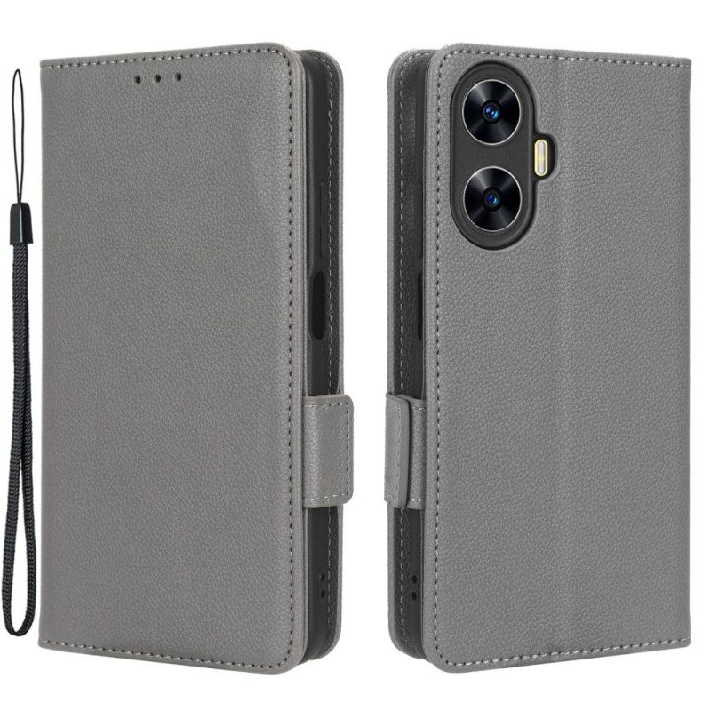 Lederhüllen Realme C55 Handyhülle Schmale Geldbörse Mit Riemen