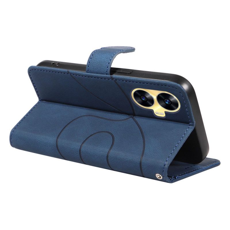 Lederhüllen Realme C55 Wellenlinien Mit Umhängeband