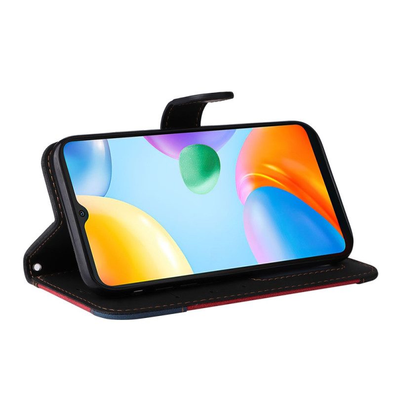 Lederhüllen Für Xiaomi Redmi 10C Mit Kordel Dreifarbiges Armband