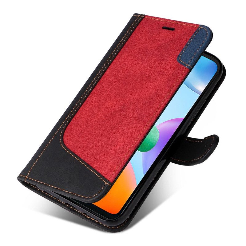 Lederhüllen Für Xiaomi Redmi 10C Mit Kordel Dreifarbiges Armband