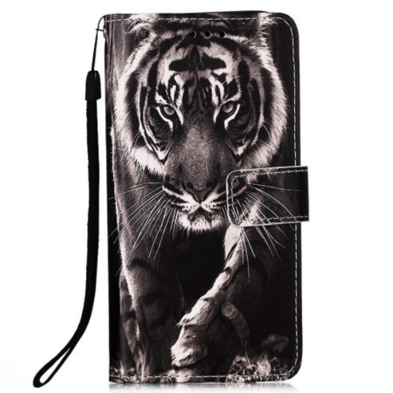 Lederhüllen Für Xiaomi Redmi 10C Mit Kordel Fabelhafter Tanga-tiger