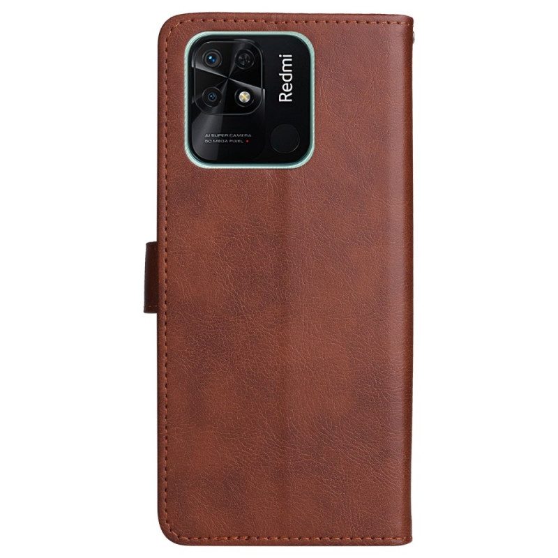 Lederhüllen Für Xiaomi Redmi 10C Mit Kordel Schlicht Mit Riemen
