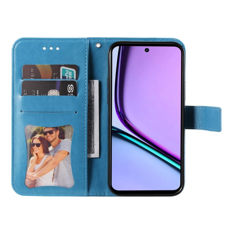 Lederhüllen Für Realme C67 Blumenmuster Mit Riemen