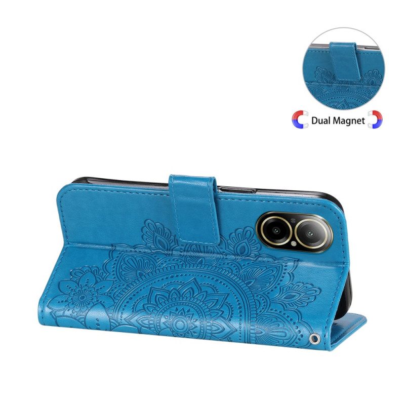 Lederhüllen Für Realme C67 Blumenmuster Mit Riemen