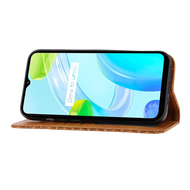 Flip Case Für Realme C53 Riemen Mit Rautenmuster