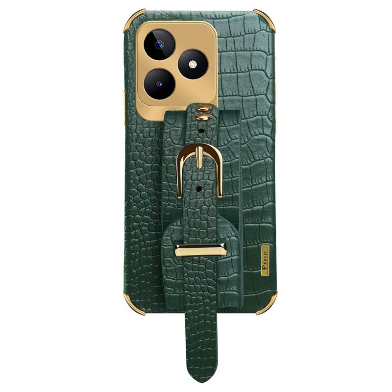 Hülle Realme C53 Armbandhalterung In Krokodiloptik