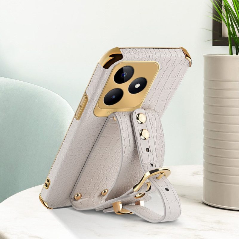Hülle Realme C53 Armbandhalterung In Krokodiloptik