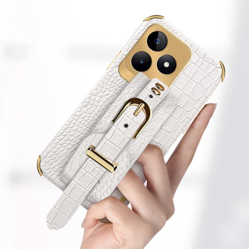 Hülle Realme C53 Armbandhalterung In Krokodiloptik
