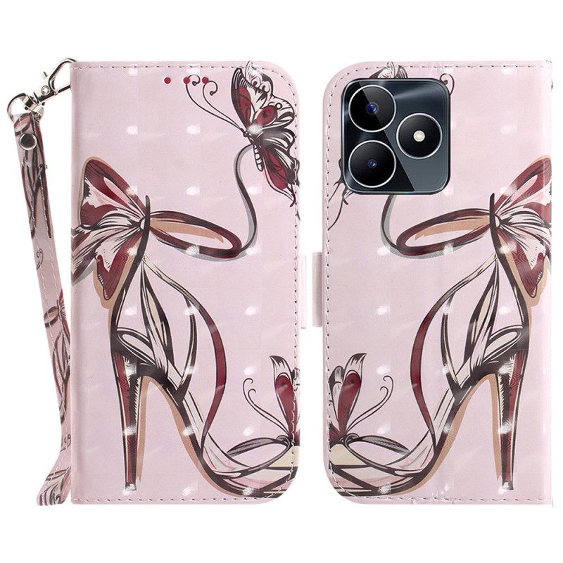 Lederhüllen Für Realme C53 High-heel-halter Mit Umhängeband