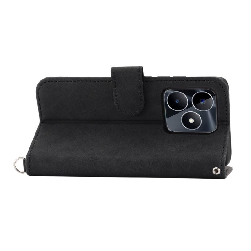 Lederhüllen Realme C53 Blumenmuster Mit Riemen Und Schulterriemen