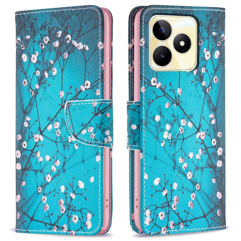 Lederhüllen Realme C53 Handyhülle Pflaumenblüten