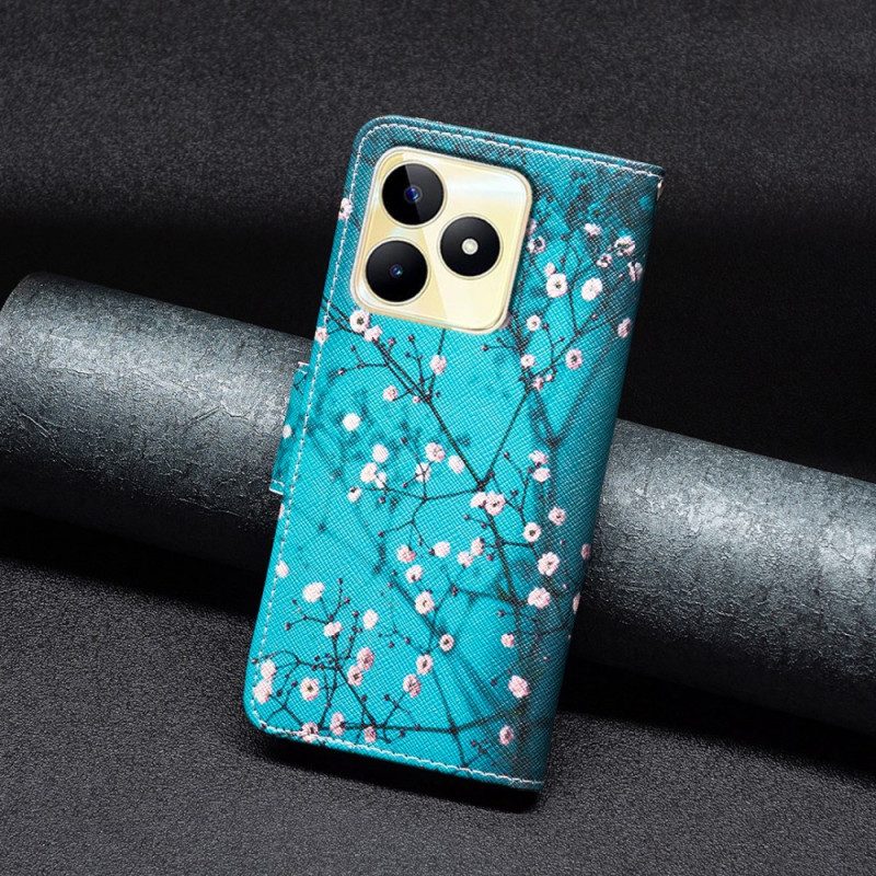 Lederhüllen Realme C53 Handyhülle Pflaumenblüten